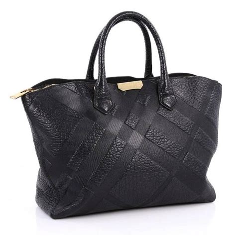 burberry embossed leather tote|Burberry medium canvas check tote.